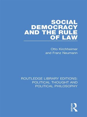 cover image of Social Democracy and the Rule of Law
